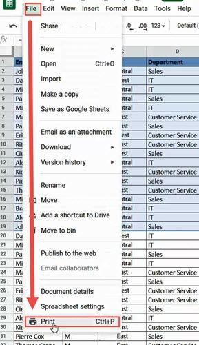 Hướng dẫn cách in các ô đã chọn trong Google Sheets